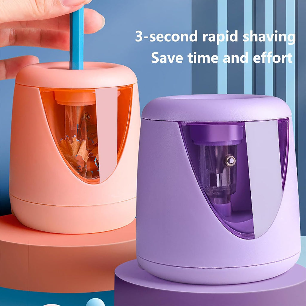 Electric Pencil Sharpener for Eyeliner and Lip Liner - Dual Use Cosmetic and Classroom Pencil Sharpener (Violet)