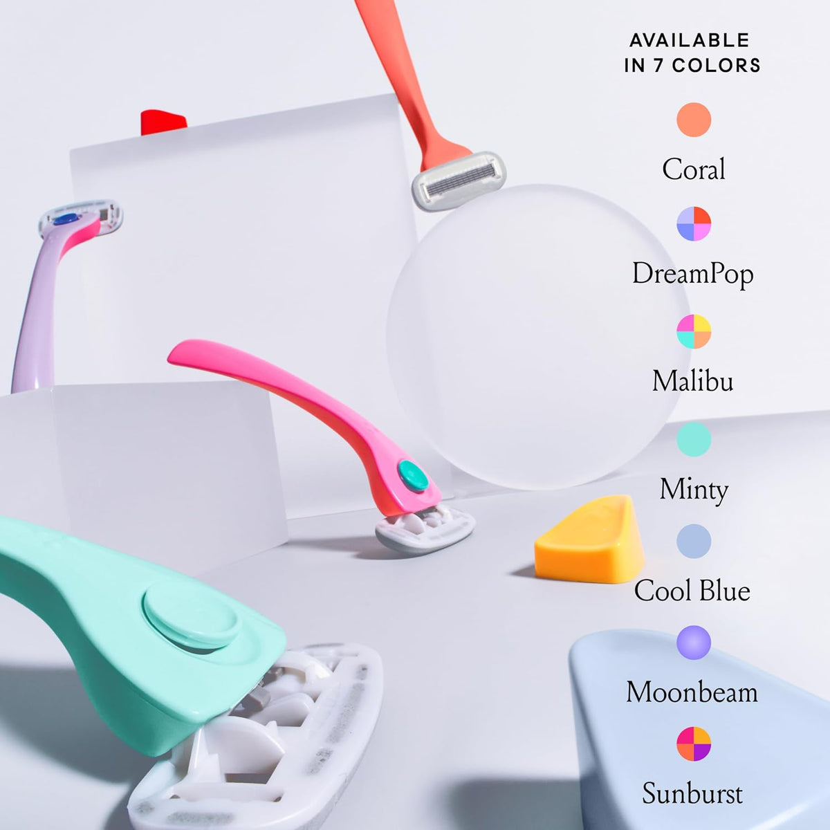 Billie Razors for Women, Cool Blue - 1 Handle, 4 Refills & Magnetic Holder