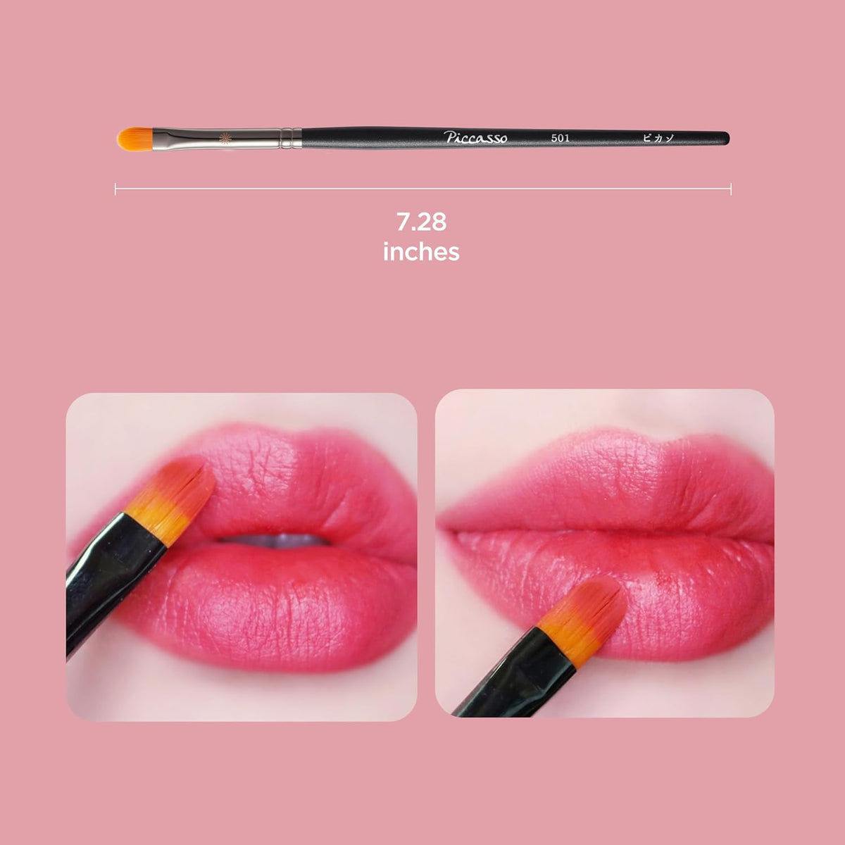 Piccasso 501 Lip Brush – Professional Lip Brush for Precise Lip Gloss & Lip Stain Application, Smooth Color Payoff & Defined Lip Lines, Synthetic Makeup Brush for Clean, Flawless Finish
